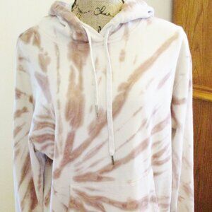 Dance & Marvel Women's Cream & Brown Camo Hoodie, Long Sleeve, Pockets, Size M